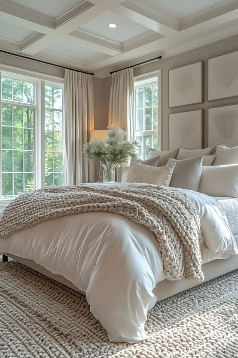 Stunning Master Bedroom Suite Designs Cozy Classic Bedroom, Pelvic Tattoo, Sleepy Bedroom, Bedroom Decor Cozy, White Bed, Neutral Bedroom, Bedrooms Decor, Master Bed, Primary Bedroom