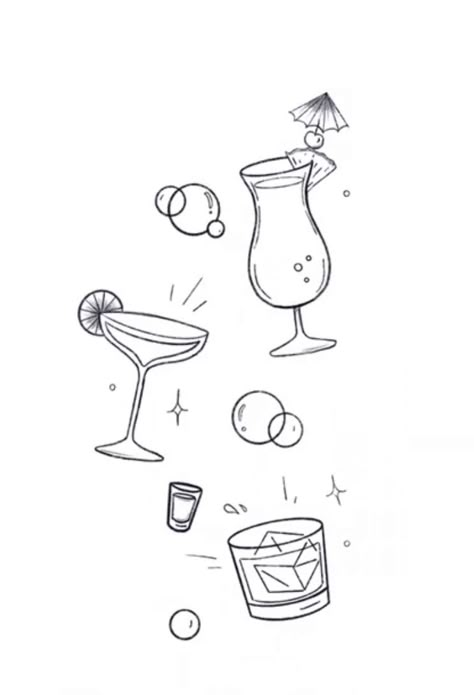 Mini Cocktail Tattoo, Alcohol Free Tattoo Ideas, Whiskey Sour Tattoo, Alcohol Tattoo Ideas Friends, Tropical Drink Tattoo, Daiquiri Tattoo, Alcohol Drawing Easy, Margarita Cocktail Tattoo, Twice Inspired Tattoos