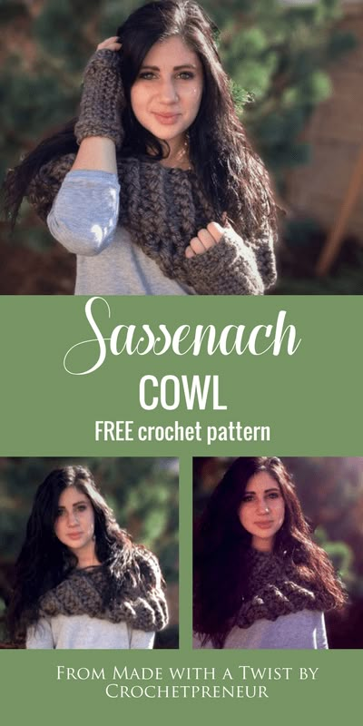 This free pattern is so fast and easy, I can't resist! #outlander #highlandcowl #sassenach #claire #sassenachcowl #outlandercowl #clairecowl #freecrochetpattern #chunkycowlpattern #chunkycowl #granite #hometownusa #lionbrandyarn Outlander Crochet, Outlander Patterns, Quick And Easy Crochet Patterns, Outlander Knitting Patterns, Crochet Patterns Beginner, Outlander Knitting, Crochet Cowl Free Pattern, Crochet Bloggers, Crochet Cowls