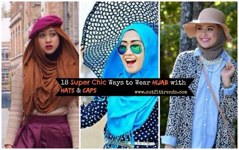 Hijab with Hats Styles-18 Modest Ways to Wear Caps with Hijab Hats With Hijab, Hat With Hijab, Hijabi Mode, Abaya Modest, Outfits Hijab, Hijab Wedding Dress, Hijab Abaya, Hijab Wedding, Modest Summer Outfits