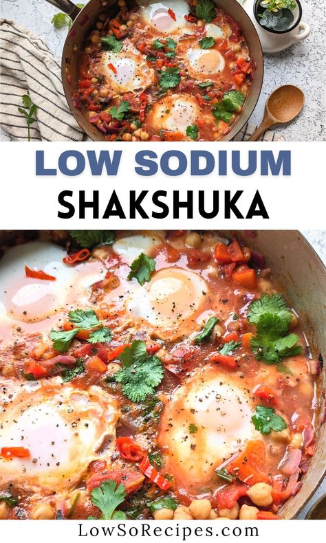 Low Sodium Egg Recipes, Low Sodium Breakfast Ideas, Low Sodium Breakfast, How To Make Shakshuka, Potato And Egg Breakfast, Breakfast With Eggs, Low Sodium Snacks, Low Sodium Foods, Shakshuka Recipe