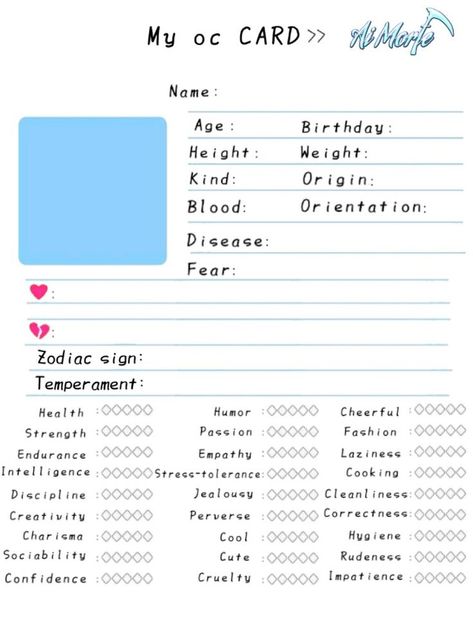 Gacha Character Sheet, Character Fill Out Sheet, Character Information Sheet, Character Info Sheet Template, Oc Info Sheet Template, Oc Template Info, Character Info Sheet, Oc Fill Out Sheet, Oc Information Sheet