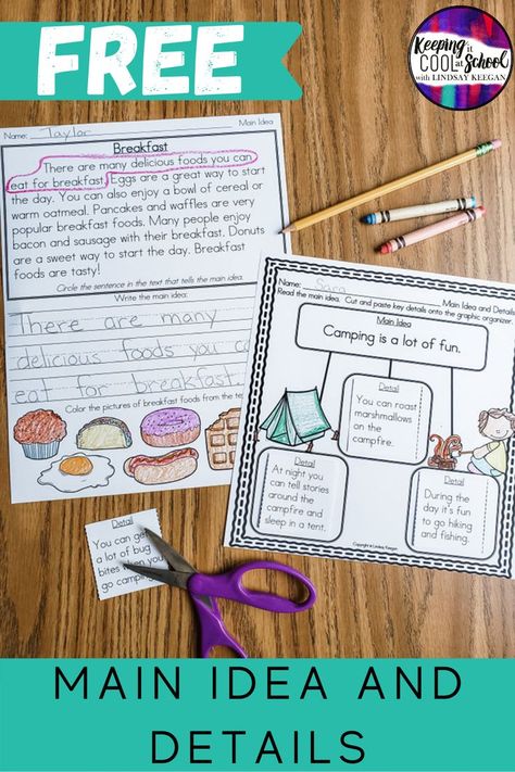 Main Idea And Details Activities, Main Idea Lessons, Main Idea Activities, 2nd Grade Books, Main Idea And Supporting Details, Main Idea And Details, 2nd Grade Reading Comprehension, Main Idea Worksheet, Teaching Main Idea