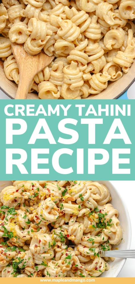 Kids Vegetarian Meals, Recipes With Tahini, Tahini Pasta, Vegan Pasta Sauce, Tahini Recipe, Vegetarian Meals For Kids, Vegan Dinner Recipes Easy, Simple Pasta, Easy Pasta Dishes