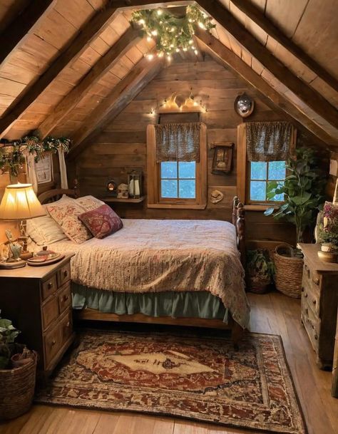 Country Rose, Cabin Bedroom, Attic Bedroom, Dream House Rooms, Rose Cottage, Dream House Interior, House Room, Cabin Homes, Cozy Room