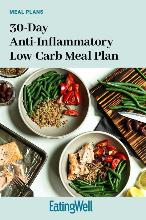 This healthy take on a low-carb diet does double duty, thanks to all the anti-inflammatory foods and recipes included. Whether you follow this meal plan for the whole 30 days or just choose one recipe to try, it's guaranteed you'll love it. #healthymealplans #healthyrecipes #mealplan #mealplanideas #mealplanning #mealprep Carb Diet Plan, Best Healthy Diet, Inflammation Recipes, Anti Inflamatory, Anti Inflammation Recipes, Inflammation Diet, Inflammatory Recipes, Best Fat Burning Foods, Low Carb Meal Plan