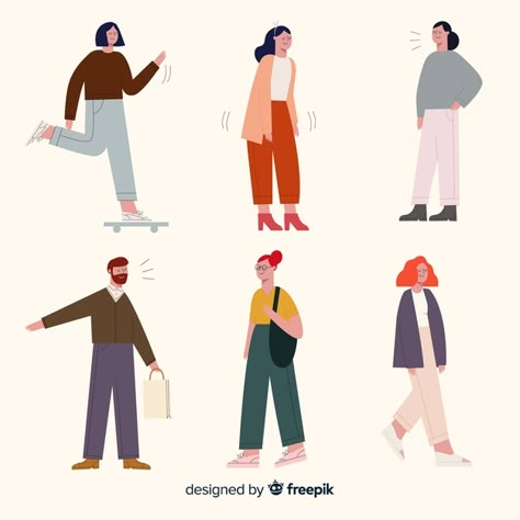 People doing outdoor activities Vector | Free Download Flat Character, People Illustrations, Flat Design Illustration, Cartoon People, Cartoon Sketches, 자수 디자인, Character Design Animation, Illustration Character, People Illustration