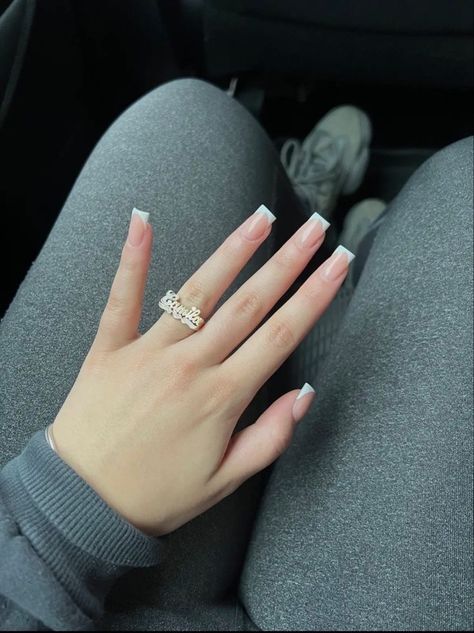 Nails Painted, Girly Acrylic Nails, French Tip Acrylic Nails, Short Square Acrylic Nails, Long Square Acrylic Nails, Her Nails, Acrylic Nails Coffin Short, Short Acrylic, Pink Acrylic Nails