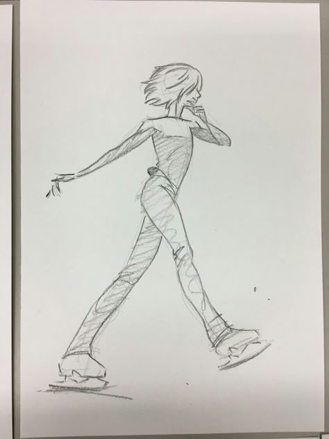 Ice Skating Poses Drawing, Ice Skating Sketch, Pose Reference Drawing Base, Yuri Reference, Ice Skate Drawing, Reference Poses Drawing, Pose Reference Drawing, Poses Drawing, Reference Drawing