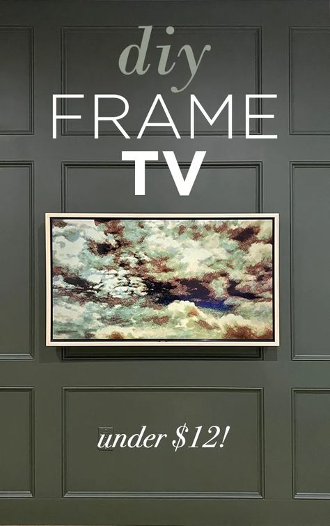 Framing a TV: How To - Jenna Sue Design Below Wall Mounted Tv, Picture Frame Tv Hidden Tv, Foyer Styling Ideas, How To Frame Your Tv, Large Tv On Wall Ideas Living Room, Faux Frame Tv, Make Tv Look Like Art, Frame Tv Hack, Diy Tv Frame Ideas