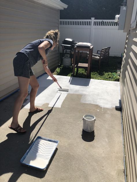 Painted Cement Patio, Painted Cement Floors, Wardrobe Hardware, Paint Concrete Patio, Stencil Concrete, After Series, Concrete Patio Makeover, Painting Cement, Patio Pictures