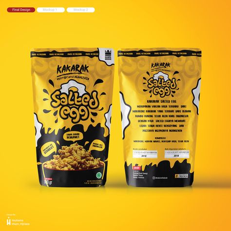 KAKARAK SALTED EGG PACKAGING on Behance Chip Packaging, Packaging Snack, Egg Packaging, Snack Packaging, Standing Pouch, Honey Packaging, Fruit Packaging, Jar Packaging, Pouch Design