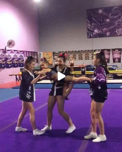 ECA Macarthur on Instagram: "Level 1 stunt love 💜👌🏻 #level1 #S2Sluminous #junior1 #stuntsequence #level1stunts #level1love #cheeryourheartout #lookcheeromg #lowerlevelscheer #allyfeatureme" Cheerleading Pyramids Level 1, Level 2 Stunts Cheer, Level One Cheer Stunts, Level 1 Stunts Cheer, Easy Stunts Cheerleading, Easy Stunts For Beginners, Level 2 Cheer Stunts, Stunt Drills, Level 1 Cheer Stunts