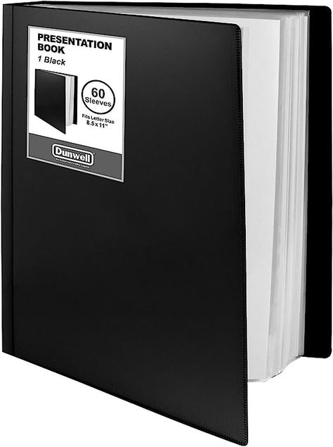 Black plastic binder folder with 60 top-loading plastic binder sleeves. Moisture-resistant poly cover for long-term document storage. Customizable with reversible spine and front cover inserts. Acid-free, non-glare, and archival-quality sleeves. Size: 9.75"x11.5"x1.4", each pocket fits 10 sheets. Notary Supplies, Music Scrapbook, Portfolio Binder, Large Scrapbook, Poly Pocket, Plastic Binder, Small Photo Albums, Photo Binder, Events Planner