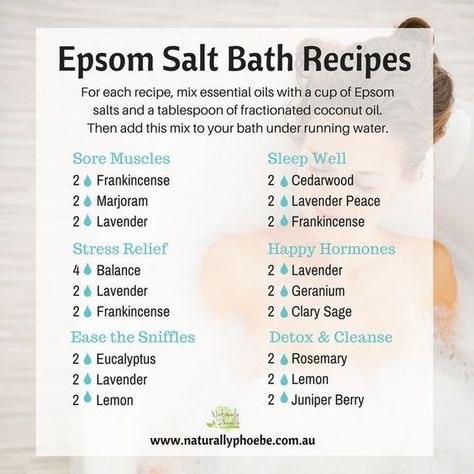 Essential Oil with epsom salt. DIY beauty Epsom Salt Bath Recipe, Bath Salts Recipe, Săpunuri Handmade, Bath Salts Diy, Epsom Salt Bath, Salt Bath, Bath Recipes, Diy Essentials, Essential Oils Bath