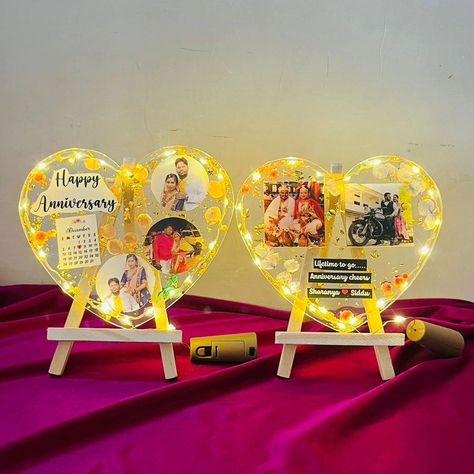 Resin Heart Table Top ♥️ Size - 6 inch With led light With easel Stand Customisation can be done in any theme #resinframe #resinartist #resinringplatter #resingifts #giftsforlove #anniversarygift #love #cutebookmark Diy Resin Gifts, Resin Gifts, Heart Table, Easel Stand, Cute Bookmarks, Resin Ring, Diy Resin, Resin Diy, Resin Crafts