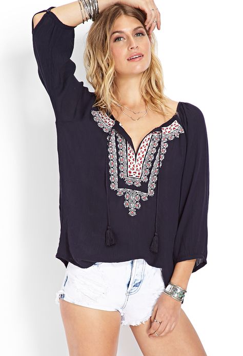 Folk Embroidered Peasant Top | FOREVER21 #SummerForever Fashion D, Fashion Victim, Forever21 Tops, Peasant Top, Peasant Tops, Cute Fashion, Spring Summer Fashion, Passion For Fashion, Cute Clothes