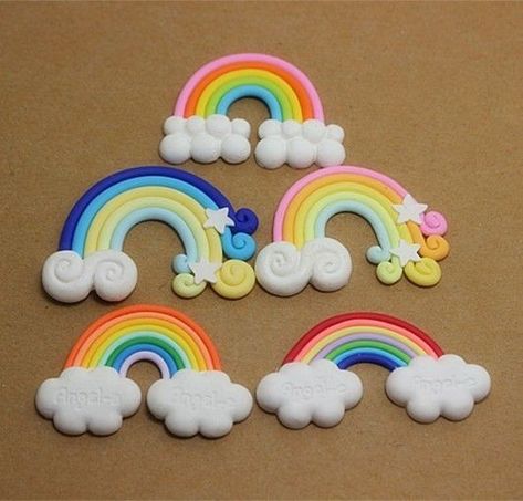 Cercei Din Lut Polimeric, Fimo Kawaii, Clay Rainbow, Rainbow Craft, Clay Crafts For Kids, Rainbow Clouds, Fashion City, Clay Diy Projects, Polymer Clay Diy