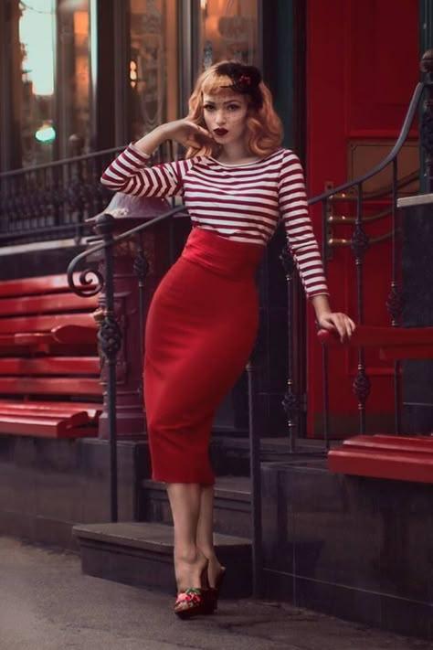 La falda Stile Pin Up, Moda Pin Up, Vestidos Pin Up, Mode Rockabilly, Couture Dior, Bridget Bardot, Skirt Diy, Rockabilly Girl, Rockabilly Hair