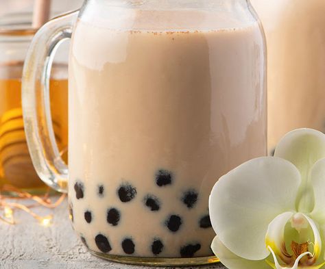 Honey Milk Bubble Tea - BC Dairy Coffee Milk Tea Boba, Vegan Boba Tea Recipe, Coconut Milk Tea Boba, Dairy Free Boba Milk Tea, Milk Tea Aesthetic, Honey Milk Tea, Honeydew Milk Tea, Orange Pekoe Tea, Bubble Tee