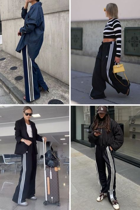 How To Style Track Pants With Outfit Ideas Track Pants Outfit Women, Adidas Track Pants Outfit, Outfits Women Aesthetic, Adidas Pants Outfit, Track Pants Outfit, Adidas Outfit Women, Outfit Adidas, Winter Pants Outfit, Pants Adidas