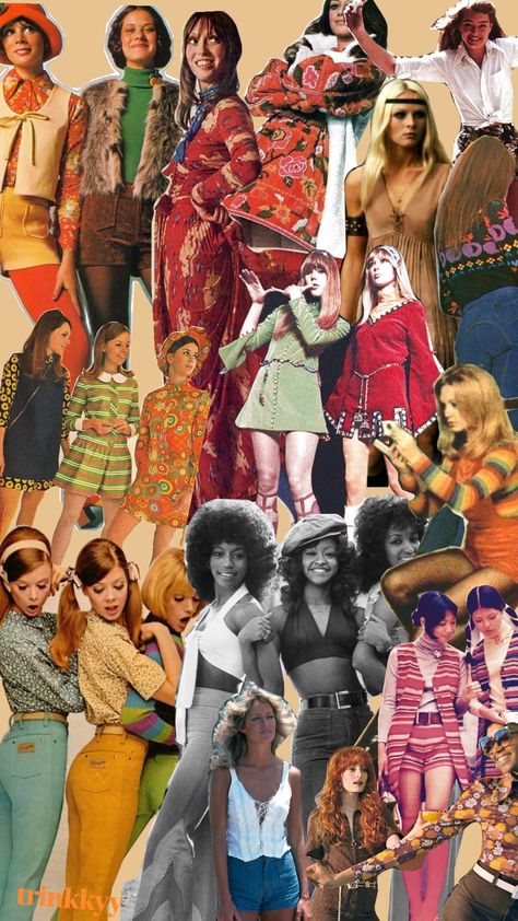 1970s fashion #1970s #groovy #woodstock #70s #fashion #styleboard 70s Icons Women, Woodstock 1969 Outfits, 70s Fashion Woodstock, 70s Fashion Poster, Groovy Style 1970s, 1970s Aesthetic Fashion, 1970s Womens Fashion, Groovy Outfits 70s, 70s Fashion Trends