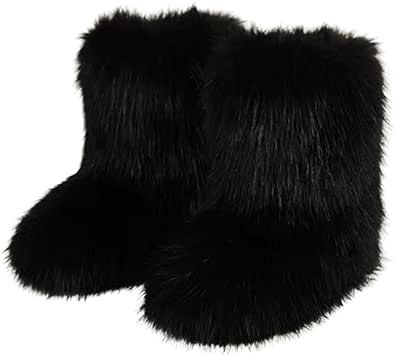 Black Fur Boots, Fluffy Boots, Fluffy Shoes, Fuzzy Boots, Fur Snow Boots, Black Ugg Boots, Boots Flat, Faux Fur Boots, Winter Snow Boots