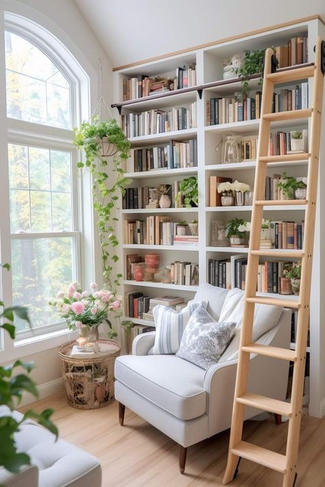 Home Office Library, Library Room, Library Wall, Small Home Office, Home Libraries, Humble Abode, Reading Room, Small Home, House Inspo