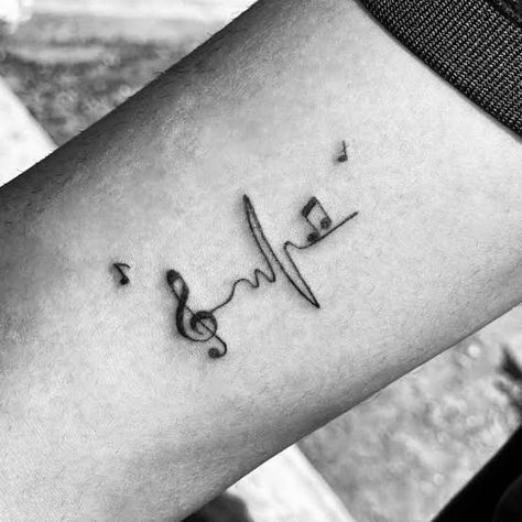 Dj Tattoo Designs, Heartbeat Tattoo Ideas, Heartbeat Tattoo On Wrist, Ekg Tattoo, Music Heartbeat, Dj Tattoo, Music Tattoo Ideas, Heartbeat Tattoo, Music Note Tattoo