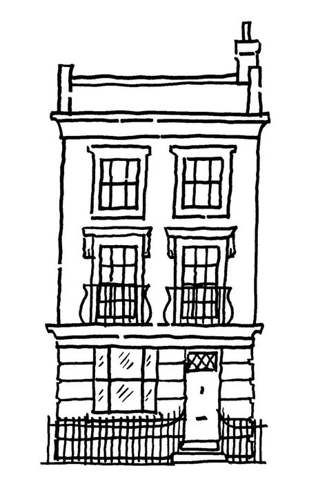 Line Drawing, town house for website | Flickr - Photo Sharing! Building Drawings Simple, Row House Drawing, Geometric House Drawing, Old House Drawing Easy, City Buildings Drawing Simple, Apartment Drawing Sketch, Buildings Drawing Simple, Easy Building Drawings, House Outline Tattoo