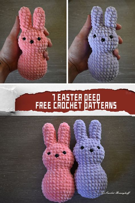 Get creative this Easter with these 7 free Peep crochet patterns! #CrochetLove #EasterCrafts Crochet Easter Basket Free Pattern, Easter Crochet Patterns Free, Crocheted Stuffed Animals, Crochet Easter Basket, Crochet For Children, Crochet Bunny Pattern, Crochet Plushies, Quick Crochet Patterns, Easter Crochet Patterns