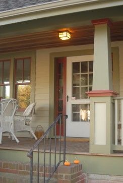 Craftsman Porch Columns, Craftsman Columns, Craftsman Style Porch, Craftsman Colors, Craftsman Porch, Craftsman Houses, Exterior Paint Ideas, Best Exterior Paint, Glass Railings