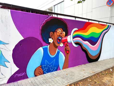 LGBTIQ+ Artist: @maga_illustration #mural #streetart #graffiti #lgtbi #speakloud #respect #love #diversity Love Mural Street Art, Diversity Painting, Pride Mural, Illustration Mural, Vfx Tutorial, Art Spray Paint, Mural Inspiration, Murals Street Art, Graffiti Street Art