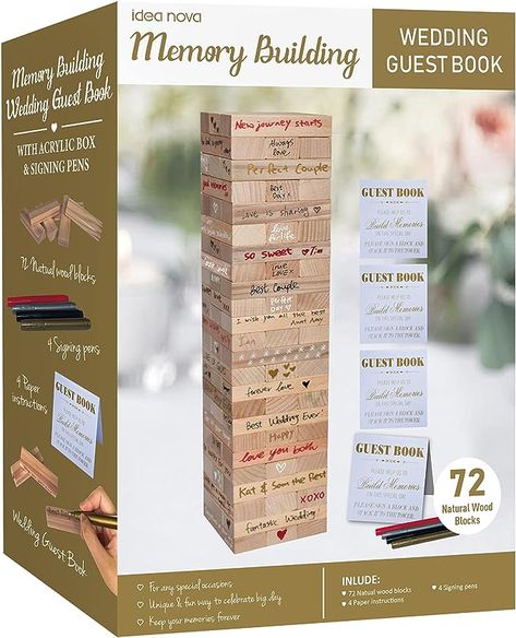 Wedding Guestbook Alternative: A unique and fun wedding guestbook that keeps your special day forever. A great addition to your sign-in table and lovely home decoration to relive your big day for years to come. Guest Book Display, Jenga Wedding Guest Book, Wedding Memorial Ideas, Jenga Wedding, Wood Wedding Decorations, Guest Book For Wedding, Baby Shower Guestbook, Riverside Wedding, Fall Barn Wedding