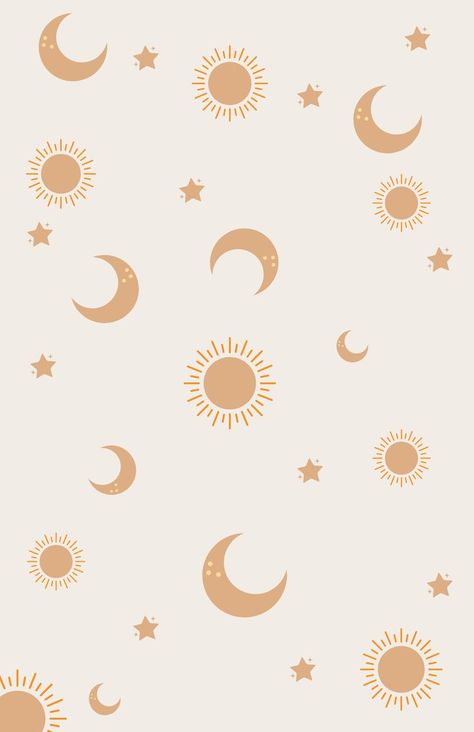 Boho Sun And Moon Wallpaper, Preppy Moon Wallpaper, Boho Cute Wallpaper, Sun And Moon Homescreen, Boho Moon Wallpaper, Boho Homescreen Wallpaper, Boho Simple Wallpaper, Aesthetic Phone Wallpaper Boho, Boho Astethic Wallpaper Iphone