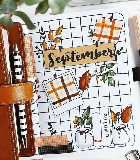 Diy Bullet Journal, Bullet Journal September, Bullet Journal Cover Page, Bullet Journal Cover Ideas, Bullet Journal Ideas Templates, Journal Design Ideas, Bullet Journal Design, Bullet Journal Notes, Bullet Journal Paper