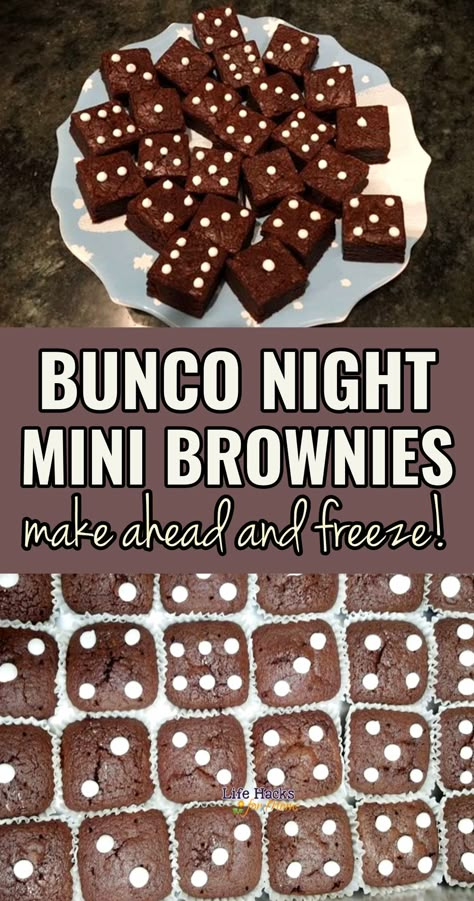 Spring Bunco Ideas, Bunco Prizes Ideas, Make Ahead Mini Desserts, Poker Night Snacks, Bunko Food Ideas, Game Night Desserts, Bunco Desserts, Bunco Food Ideas, Bunko Food