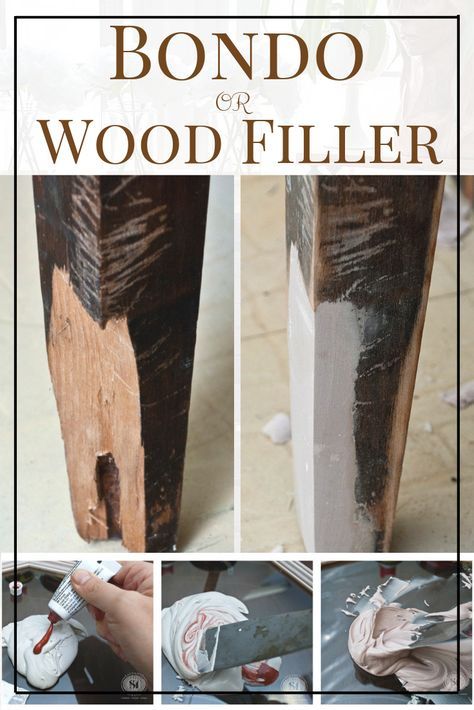 Bondo or Wood Filler | Salvaged Furniture Repair | Salvaged Inspirations   #bondo #woodfiller #furniturelegrepair #furniturerepair #sandingbondo #easyrepair #DIY #paintedfurniture #salvagedfurniture Repair Wood Furniture, Salvaged Furniture, Wood Repair, Furniture Fix, Diy Furniture Renovation, Furniture Rehab, Diy Furniture Easy, Wood Filler, Diy Holz