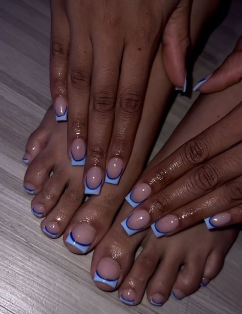 Blue Toe Nails, Gel Toe Nails, Milky Nails, Toe Nail Color, Acrylic Toes, Acrylic Toe Nails, Pretty Toe Nails, Blue Acrylic Nails, Cute Toe Nails