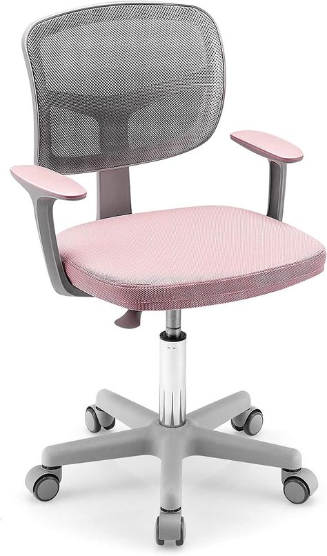 COSTWAY Kids Computer Desk Chair, Children Task Study Chairs with Lumbar Support, Sit-Brake Casters, Adjustable and Swivel Mesh Chair for School Home Office (Pink) : Amazon.co.uk: Home & Kitchen Kids Computer Desk, Aesthetic Study Desk, Study Desk Chair, Study Computer, Kids Study Desk, Student Chair, Kids Computer, Kids Desk, Kids Office