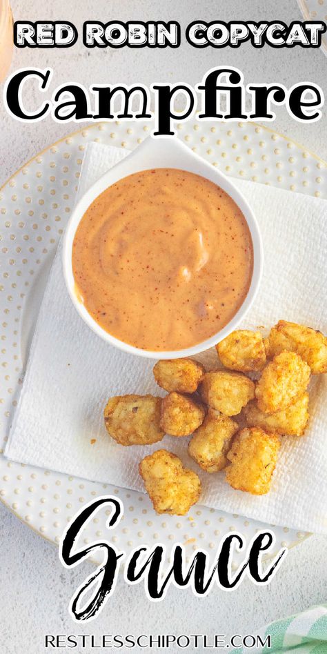 If you love dipping your french fries, onion rings, (and fingers) into Red Robin Campfire sauce you're going to love this copycat recipe! It's quick and easy - and will be fine in your fridge for about a week. Copycat Red Robin, Red Robin Campfire Sauce, Chicken Nuggets Sauce, Campfire Sauce, Red Robins, Dips Recipes, Delicious Dips, Homemade Sauce Recipes, Copykat Recipes