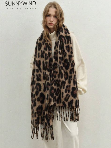 1pc Women Scarves Chic Warm Thickened Animal Print Elegant Leopard Scarf For WinterI discovered amazing products on SHEIN.com, come check them out! Leopard Print Scarf Outfit, Leopard Scarf Outfit, Scarf For Winter, Cheetah Print Scarf, Scarf Trends, Minimalist Outfits, Women Scarves, Leopard Scarf, Animal Print Scarf