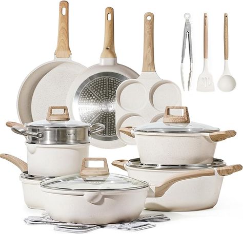 Kitchen Cookware Sets, Nonstick Cookware Sets, Induction Cookware, Saucepans, Frying Pans, Pots And Pans Sets, White Granite, Cooking Set, Kitchen Pot