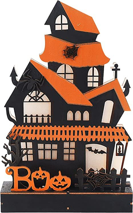 Haunted House Decorations, Pumpkin House, Pumpkin Ornament, Fun Halloween Decor, Pumpkin Lights, Halloween Haunted Houses, Halloween Decorations Indoor, Halloween Lights, Halloween Table