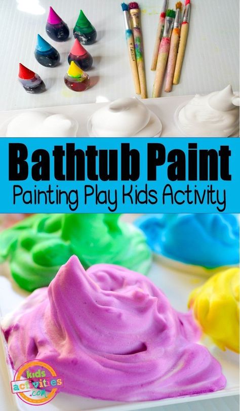 Bathtub Paint, Paint Activities, Kids Lunch Ideas For School, Tub Paint, Shaving Cream Painting, Boys Activities, Art And Crafts For Kids, Painting Bathtub, Lunch Ideas For School