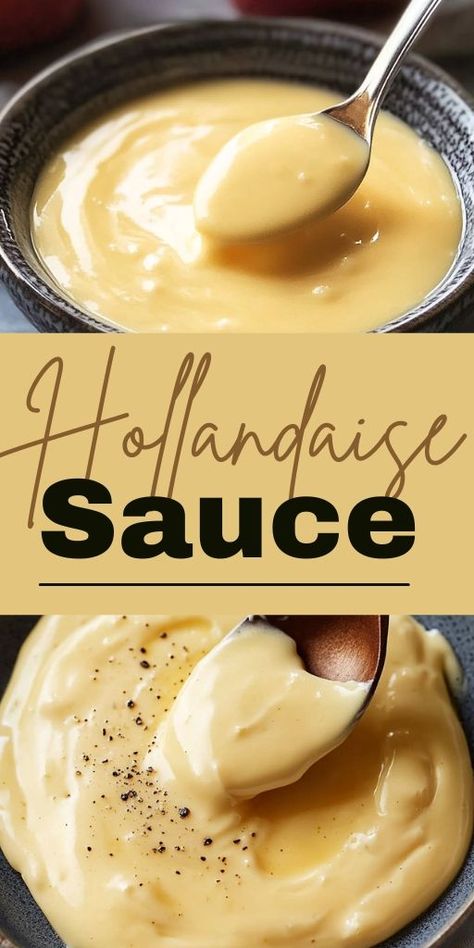 Hollandaise Sauce is a rich and velvety classic, perfect for topping eggs Benedict, roasted vegetables, or grilled fish! 🍋🍳 With its buttery, tangy flavor, this sauce elevates any dish to gourmet status. It’s surprisingly easy to make and ideal for breakfast, brunch, or dinner. 📌 Pin this recipe to create a rich and creamy hollandaise sauce for your next meal! #HollandaiseSauce #ClassicSauces #EasyRecipes #EggsBenedict #GourmetCooking #RichAndCreamy Green Chili Hollandaise Sauce, Salmon With Hollandaise Sauce, Hollandaise Sauce Recipe Easy, Eggs Benedict Hollandaise, Hollandaise Sauce Recipe, Sauce For Fish, Easy Hollandaise Sauce, Homemade Hollandaise Sauce, Recipe For Hollandaise Sauce