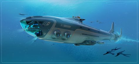 ArtStation - -Submarine Concept-, Pat Presley Subnautica Concept Art, Sci Fi Games, Underwater City, Starship Design, Sci Fi Ships, Concept Ships, Futuristic Cars, Watercraft, Vehicle Design