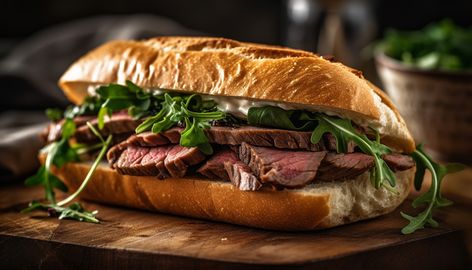 Article about classic NY Strip Steak Sandwich paired with Pomme Frites, featuring history and a recipe with pro tips. Strip Steak Sandwich, Ny Steak, Steak Sandwich Recipes, Strip Steak Recipe, Ny Strip Steak, Ny Strip, Steak Sandwich, French Dip, Beef Sandwich