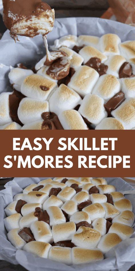 Pan Smores Recipe, Skillet Smores, Nachos Dip Recipe, Smores Recipe, Camping Meal Planning, Cheesesteak Recipe, Smore Recipes, Camping Menu, Camping Lifestyle