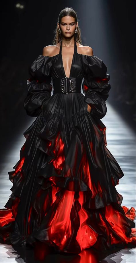 Futuristic Gown, Vamp Dress, Romantic Wedding Dress, Runway Fashion Couture, Fairytale Dress, Fashion Inspiration Design, Fantasy Dress, Fashion Black, Inspired Dress